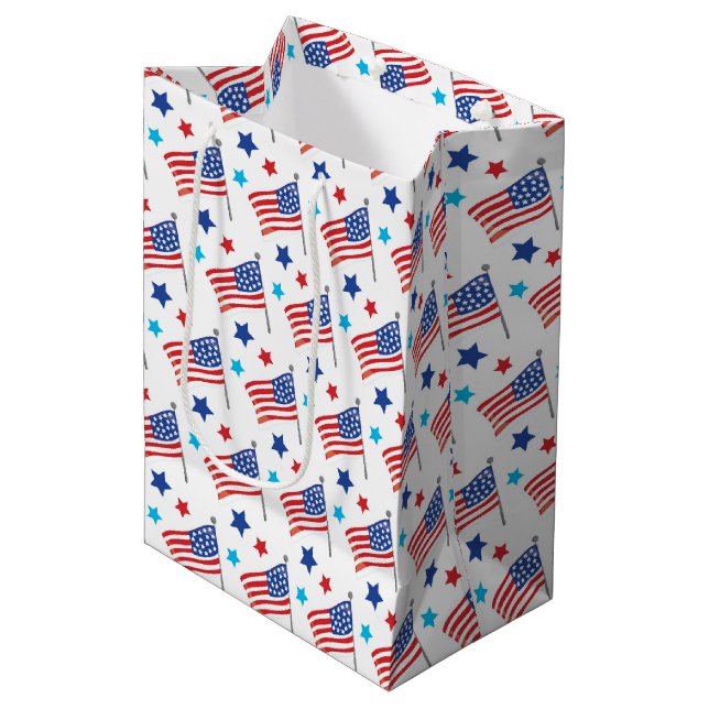 Patriotic USA flags Medium Gift Bag (Front Angled)