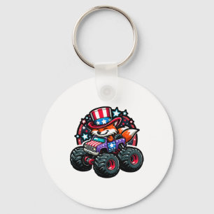 Patriotic Usa Fox 4th July Monster Truck American Key Ring