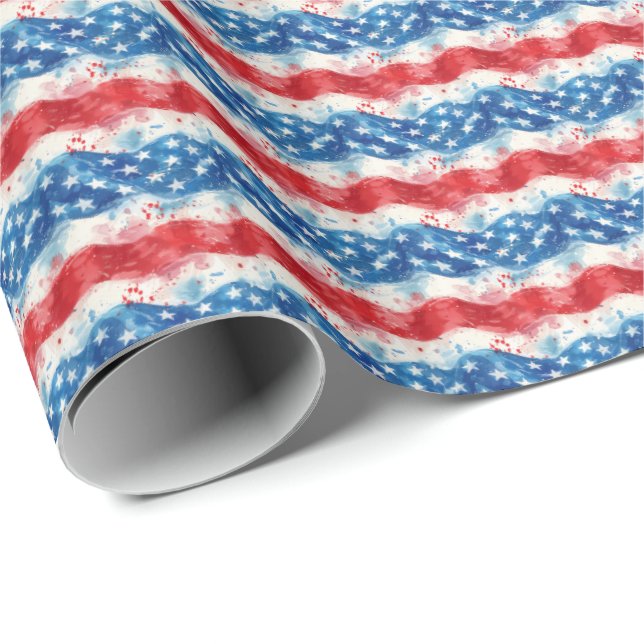 Patriotic USA Gift Wrap Wrapping Paper (Roll Corner)