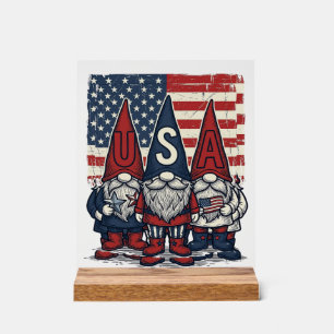 Patriotic USA Gnome Trio Vintage Vector Design_1 Acrylic Sign
