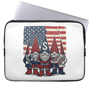 Patriotic USA Gnome Trio Vintage Vector Design_1 Laptop Sleeve