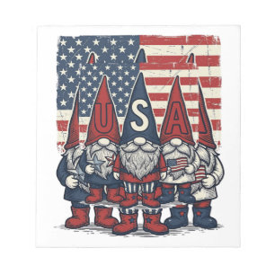 Patriotic USA Gnome Trio Vintage Vector Design_1 Notepad