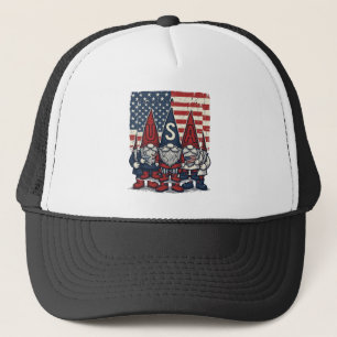 Patriotic USA Gnome Trio Vintage Vector Design_1 Trucker Hat