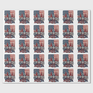 Patriotic USA Gnome Trio Vintage Vector Design_1 Wrapping Paper