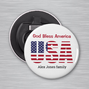 Patriotic USA God Bless America 2.25-in Magnetic Bottle Opener