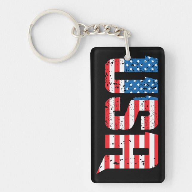 Patriotic USA in Red, White, and Blue Key Ring (Front)