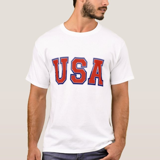 Patriotic USA in Red White and Blue T-Shirt (Front)