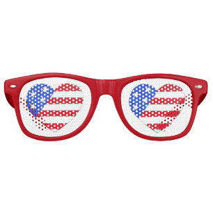 Patriotic USA July 4th American Flag Heart Shades