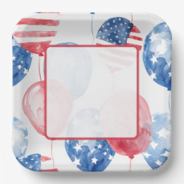 Patriotic USA July 4th Paper Plate
