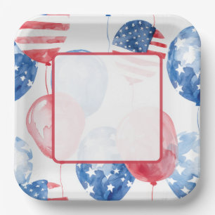 Patriotic USA July 4th Paper Plate