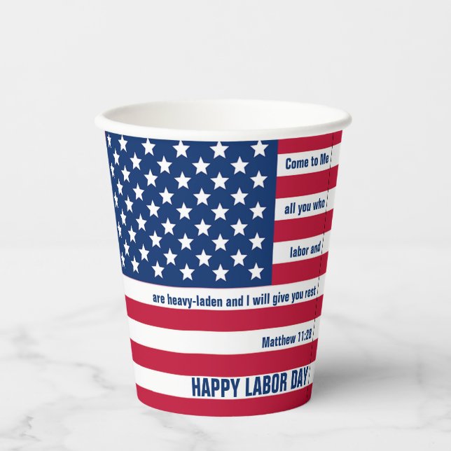 Patriotic USA Labour Day Paper Cups (Front)