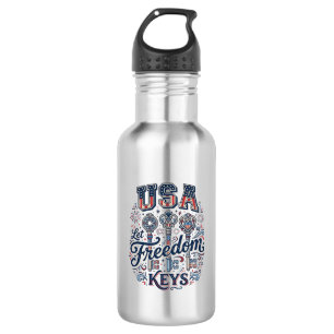 Patriotic USA Let Freedom Keys Vector Shirt Design 532 Ml Water Bottle