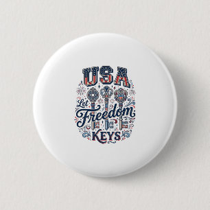 Patriotic USA Let Freedom Keys Vector Shirt Design 6 Cm Round Badge