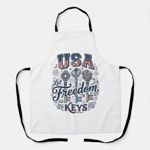 Patriotic USA Let Freedom Keys Vector Shirt Design Apron