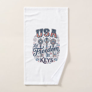 Patriotic USA Let Freedom Keys Vector Shirt Design Hand Towel