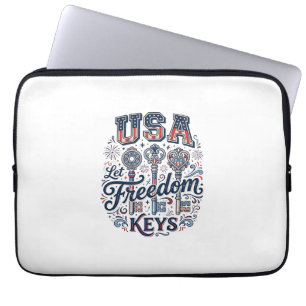 Patriotic USA Let Freedom Keys Vector Shirt Design Laptop Sleeve