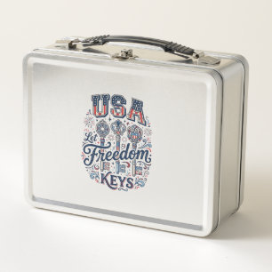 Patriotic USA Let Freedom Keys Vector Shirt Design Metal Lunch Box
