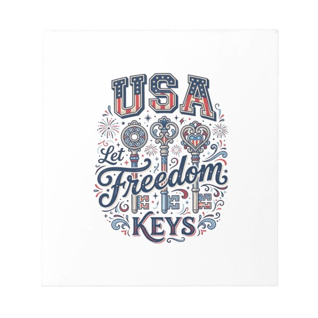 Patriotic USA Let Freedom Keys Vector Shirt Design Notepad (Front)