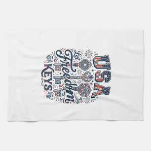 Patriotic USA Let Freedom Keys Vector Shirt Design Tea Towel
