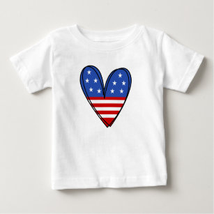 Patriotic USA Love Heart  Baby T-Shirt