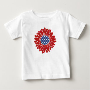 Patriotic USA Love Sunflower Baby T-Shirt
