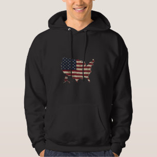 Patriotic USA Map American Flag USA Funny Happy 4t Hoodie
