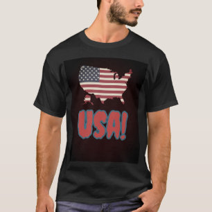 Patriotic USA Map Design with Bold Lettering T-Shirt