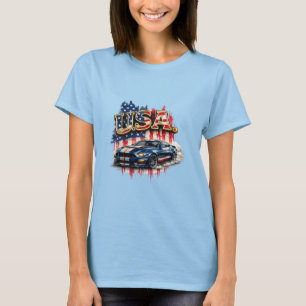 Patriotic USA Muscle Car Vintage Graphic Women's  T-Shirt