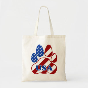Patriotic USA Paw Tote Bag