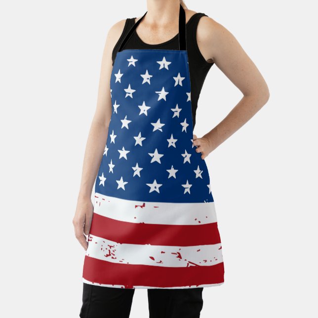 Patriotic USA Personalised Name American Flag Apron (Insitu)