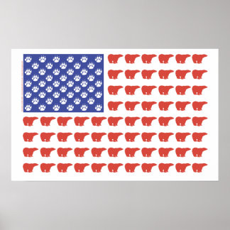 Patriotic USA Polar Bears Poster