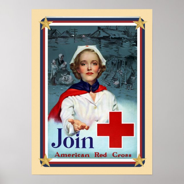 Patriotic USA - Red Cross Join Poster (Front)