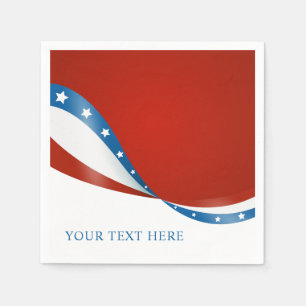 Patriotic USA Red White and Blue with Stars Napkin