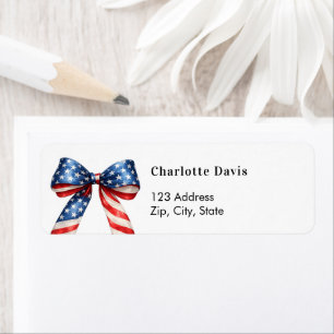 Patriotic USA red white blue bow return address