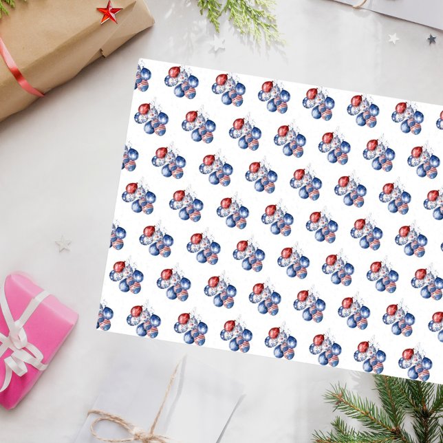 Patriotic USA red white blue flag balloons Tissue Paper (Creator Uploaded)
