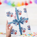 Patriotic USA red white blue flag balloons Wrapping Paper<br><div class="desc">White background. Decorated with patriotic coloured  balloons in red blue and white.</div>
