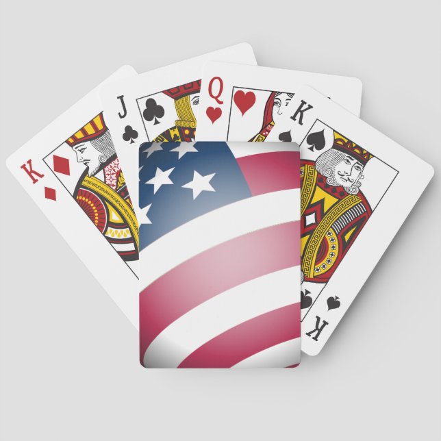 Patriotic USA Red White, Blue Flag Stripes, Stars Playing Cards (Back)