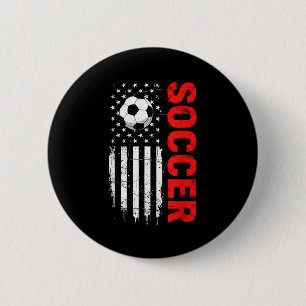 Patriotic usa soccer ball distressed american flag 6 cm round badge