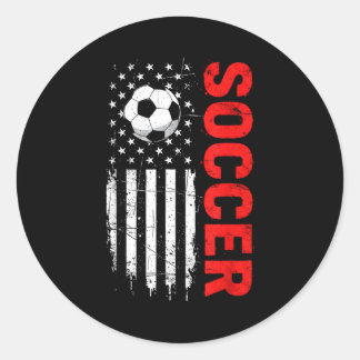 Patriotic usa soccer ball distressed american flag classic round sticker