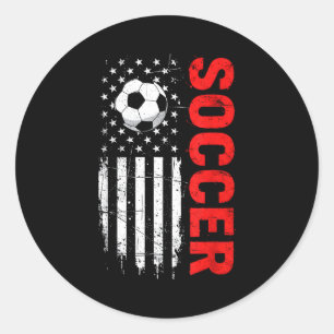 Patriotic usa soccer ball distressed american flag classic round sticker