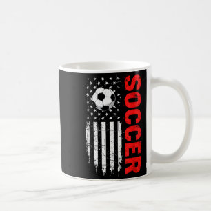 Patriotic usa soccer ball distressed american flag coffee mug