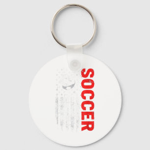 Patriotic usa soccer ball distressed american flag key ring