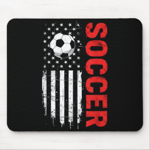 Patriotic USA Soccer Ball Distressed American Flag Mouse Pad