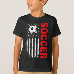 Patriotic usa soccer ball distressed american flag T-Shirt
