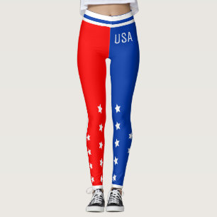 Patriotic USA Stars Red White and Blue Leggings