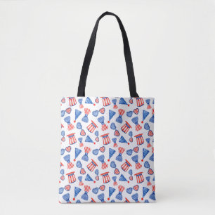 Patriotic USA Stars, Stripes, and Bow Ties Tote Bag
