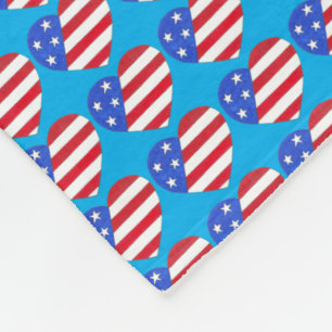 Patriotic USA Stars Stripes Heart American Flag Fleece Blanket