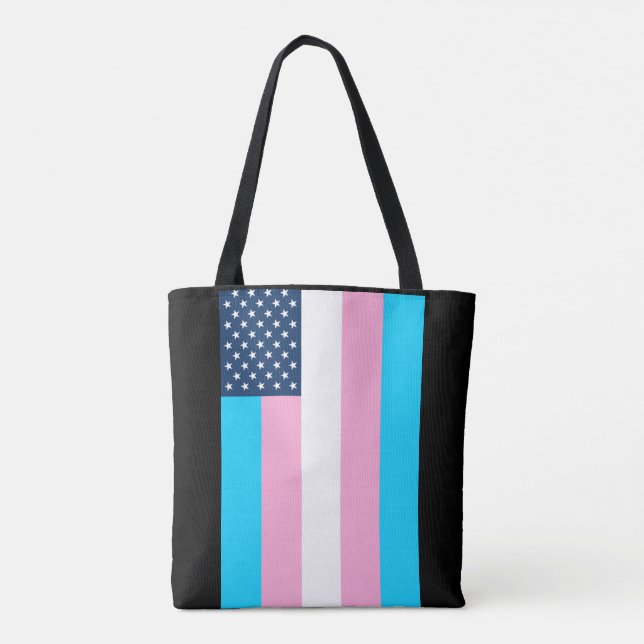 Patriotic USA Trans Pride Flag Tote Bag (Back)