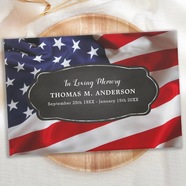 Patriotic USA Veteran Memorial Funeral Guest Book (Creator Uploaded)