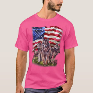 Patriotic Usa Wolves Pack North America Wolf T-Shirt